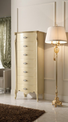 Italienesch Holzmiwwel Schick Kommode 120 cm Héich mat 7 Tiräng