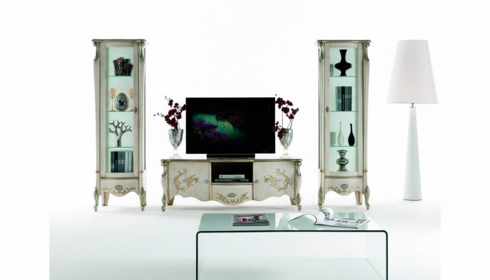 Schéine Set Garnitur 3-teil. RTV mat 2x Vitrine Italienesch Miwwelen Klassesch Stil