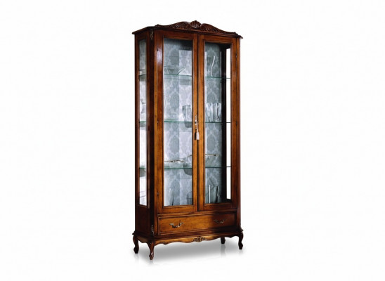 Designer Luxus Holz Vitrin Braun 2 Glasdieren 1 Tirang Italienesch Miwwelen
