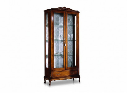 Designer Luxus Holz Vitrin Braun 2 Glasdieren 1 Tirang Italienesch Miwwelen
