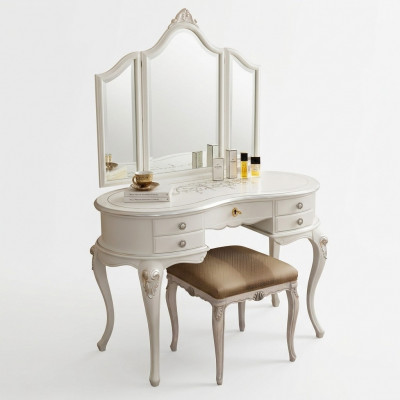 Miwwelen Barock Holz Dëscher Konsolendësch Spigel Italienesch Schminckdësch 2stéck.