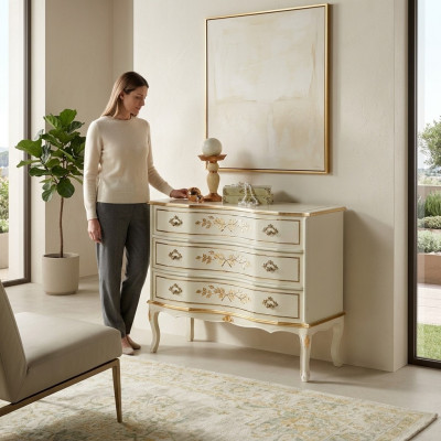 Luxus Design Schrëft Echt Holz Miwwelen Kommoden Schaf Barock Italieneschen