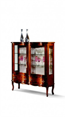 Designer Luxus Holz Vitrine Braun 2 Glas Dieren 2 Tiräng Italienesch Miwwelen