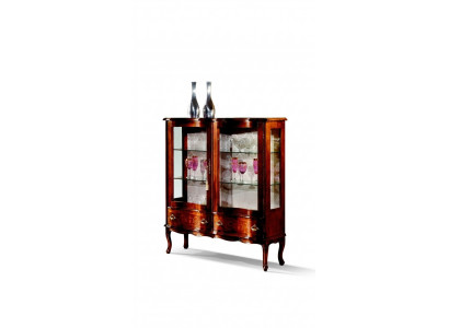 Designer Luxus Holz Vitrine Braun 2 Glas Dieren 2 Tiräng Italienesch Miwwelen