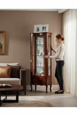 Luxus Holz Vitrin Brongen Schaf Glas Dieren Design Kommod Italienesch Miwwelen