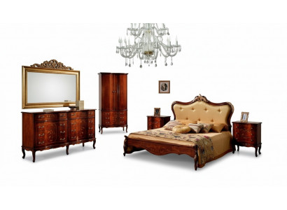 Set 3tlg. Schlofkummer Garnitur Bett 2x Nuetsdësch Italienesch Barock Miwwelen Nei