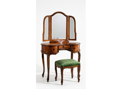 Italienesch Miwwele Holz 2 Stéck Luxus Schminktisch Hocker Barock Schlofzëmmer Miwwele