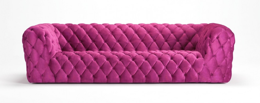 Rosa XXL Grouss Canapé Chesterfield Sofa Polster Stoff Canapéen Véiersëtzer 250cm nei