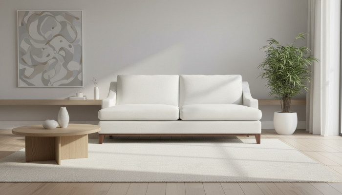 Beige Couch mat Knäppercher Amerikanesche Stil Sofa Polster Sëtz Couchen Sofen Luxus Neit