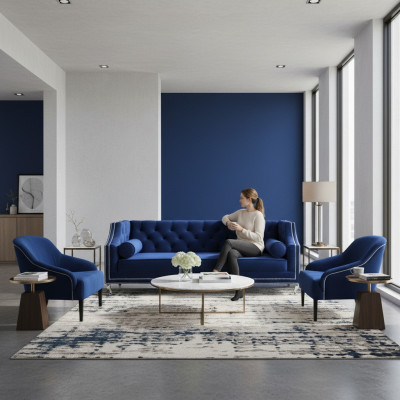 Blo Chesterfield Still Blo xxl Textilstoff Couche Grupp Miwwelen Garnitur