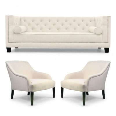 Wäissen Chesterfield Fautteuil XXL Grouss Textil Stoff Couch Kreativ Miwwelen Nei Sofas