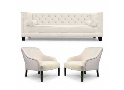 Wäissen Chesterfield Fautteuil XXL Grouss Textil Stoff Couch Kreativ Miwwelen Nei Sofas