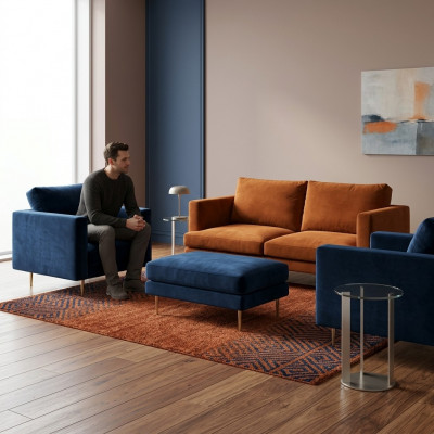 Soffagarnitur Orange Pouf Sëtz Kreativ Miwwelen Textil Stoff Wunnzëmmer