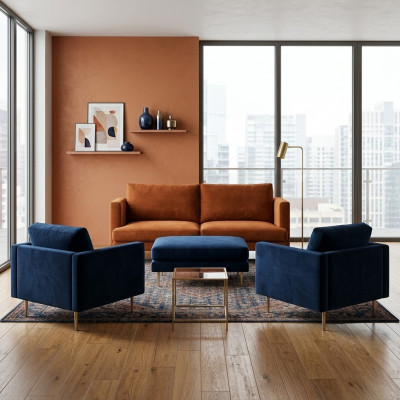 Soffagarnitur Orange Pouf Sëtz Kreativ Miwwelen Textil Stoff Wunnzëmmer