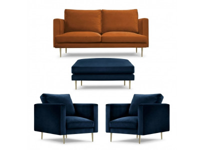 Soffagarnitur Orange Pouf Sëtz Kreativ Miwwelen Textil Stoff Wunnzëmmer