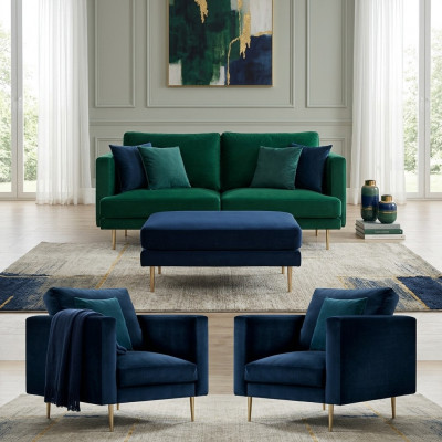Canapé-Set Gréng Hocker Fauteuil Wunnzëmmer Grupp Miwwelen Textil Stoff Sofa Nei