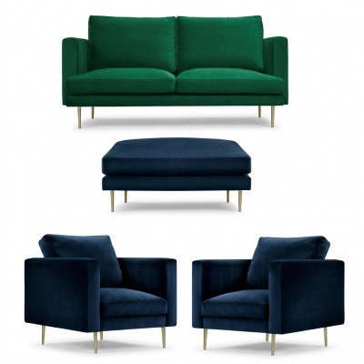 Canapé-Set Gréng Hocker Fauteuil Wunnzëmmer Grupp Miwwelen Textil Stoff Sofa Nei