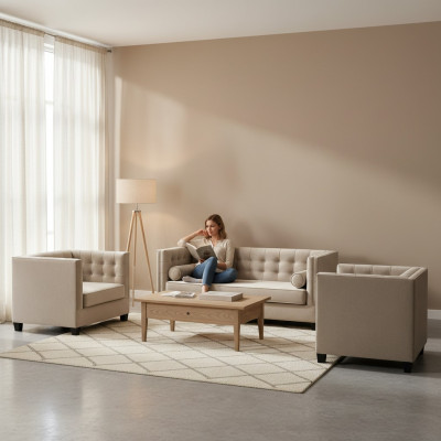 Schloofsofa Taupe Fotell Kreativ Miwwelen Textil Stoff Nei Wunnzëmmer Sofa