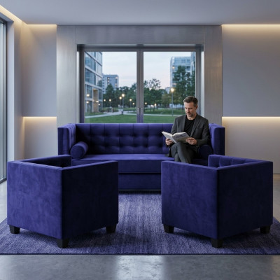 Schlofsofa Fotell Kreativ Miwwel Textil Stoff Blo Grupp Wunnzëmmer Modern Sofa