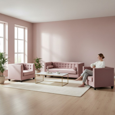 Sofa Garnitur Canapé Samt Këssen Couchen Komplett Set Garnituren Wunnzëmmer Miwwelen