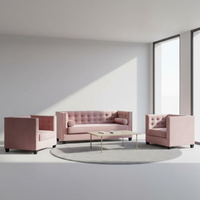 Sofa Garnitur Canapé Samt Këssen Couchen Komplett Set Garnituren Wunnzëmmer Miwwelen