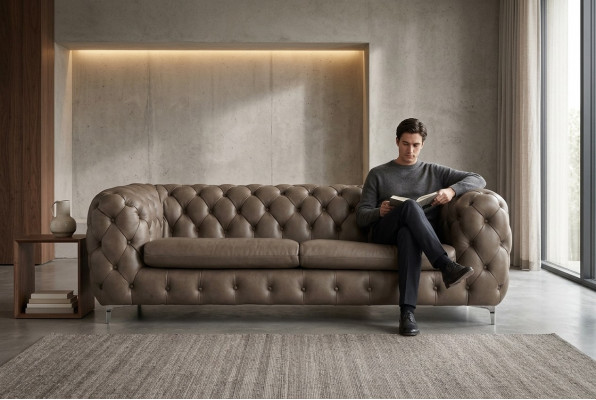 Chesterfield Sofa Braun XXL Grouss Lieder Wunnzëmmer Miwwelen 4 Sëtzer Violett Giel Gréng