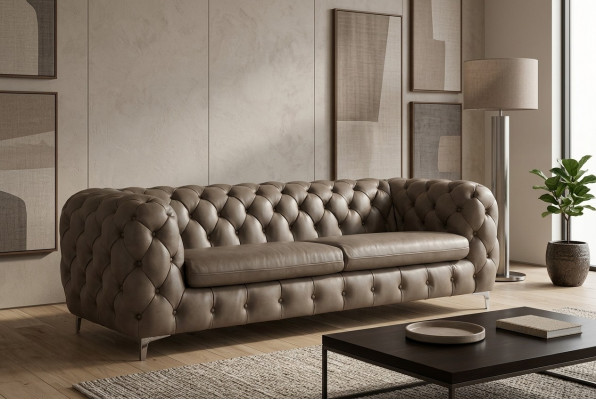 Chesterfield Sofa Braun XXL Grouss Lieder Wunnzëmmer Miwwelen 4 Sëtzer Violett Giel Gréng