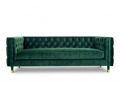 Chesterfield 4-Sëtzer Sofa Luxus Design Miwwelen Textil Stoff Couchen Gréng Sofasen