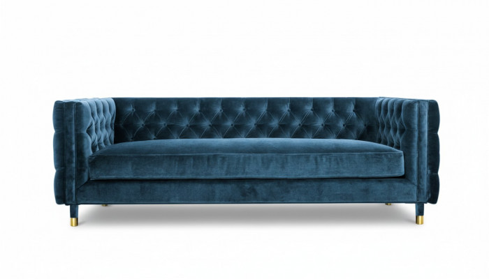 Luxus Blo Chesterfield Samt Dräisëtzer Polstermöbel Hotel Wunnzëmmer Praxis