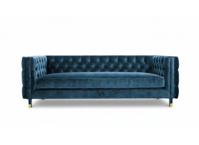 Luxus Blo Chesterfield Samt Dräisëtzer Polstermöbel Hotel Wunnzëmmer Praxis