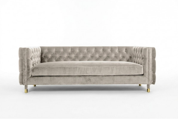 Beige Miwwelen 4 Sëtzer Chesterfield Canapé Samt XXL Grouss Textilstoff Couchen