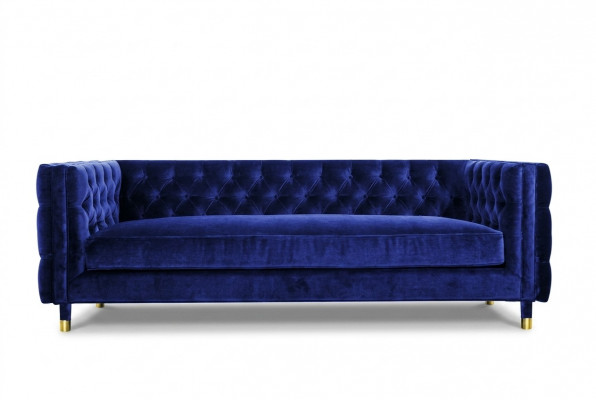 Blo Chesterfield Sofa Groussen Designer 4-Sëtzer Nei Textil Stoffer Couchen