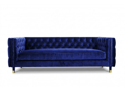 Blo Chesterfield Sofa Groussen Designer 4-Sëtzer Nei Textil Stoffer Couchen