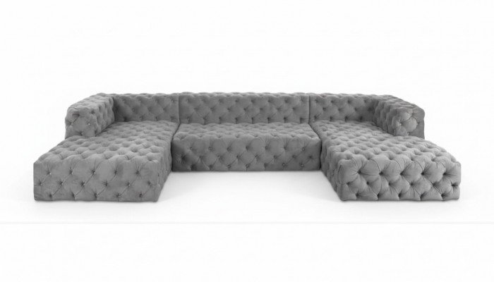 Chesterfield U-Form Sofa Gro XXL Grouss Textil Stoff Couchen Luxus Miwwelen Polster