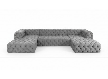 Chesterfield U-Form Sofa Gro XXL Grouss Textil Stoff Couchen Luxus Miwwelen Polster