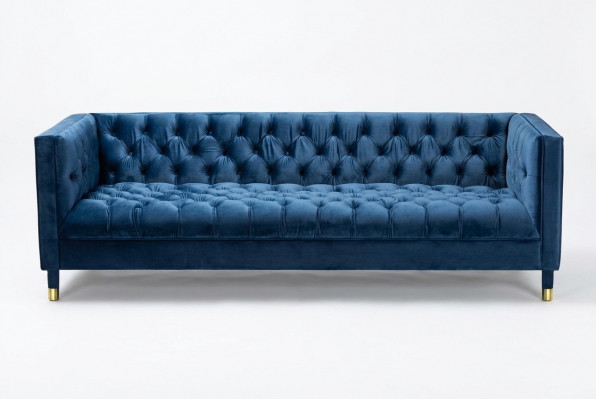 Chesterfield Sofa Blo Sofen Stoff Couchen Kreativ Miwwelen 4-Sëtzer