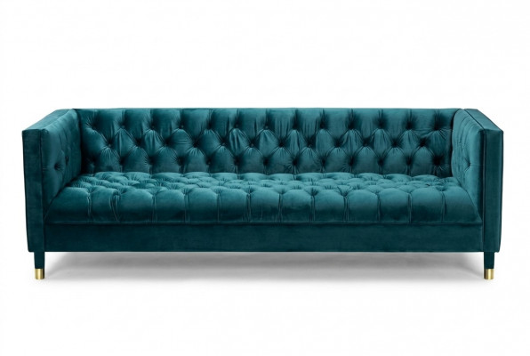 Chesterfield Sofa Blo Sofae Textil Stëfter Couch Miwwelen 4-Sëtzer