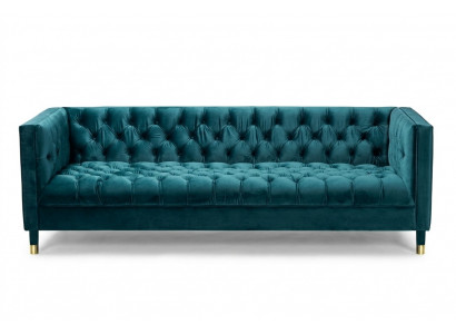 Chesterfield Sofa Blo Sofae Textil Stëfter Couch Miwwelen 4-Sëtzer