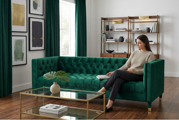 Grénge Chesterfield 4-Plätzer Luxus Sofa Textil Stoff Canapéën