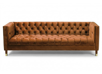 OrangenSofa Chesterfield Couch Textil Stoff Canapéen Luxus Miwwelen 4-Sëtzeger