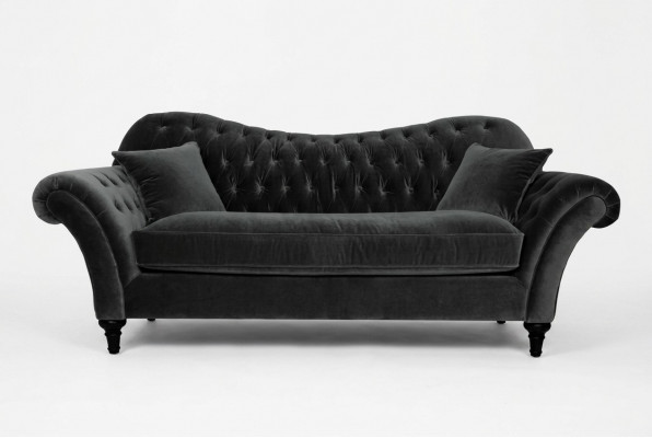 Couchen Këssen Canapé Canapéë Chesterfield Schwaarz Dräisëtzer Stoff Stuff Nei