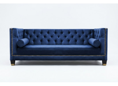 Bloën Chesterfield Dräisëtzer Stoff Wunnzëmmer Design Couchen