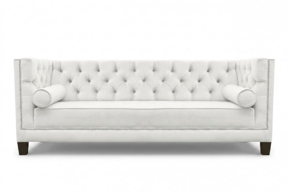 Dräisëtzer Stoff Wunnzëmmer wäiss Couchen Polstersofa Sofas Chesterfield Couch