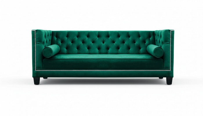 Luxus Grénge Chesterfield Samt Dräisëtzer Polster Miwwelen Hotel Wunnzëmmer Praxis