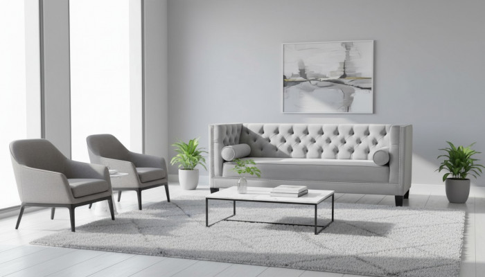 Luxus Gro Chesterfield Samt Drësëtzer Polster Miwwelen Hotel Wunnzëmmer Praxis
