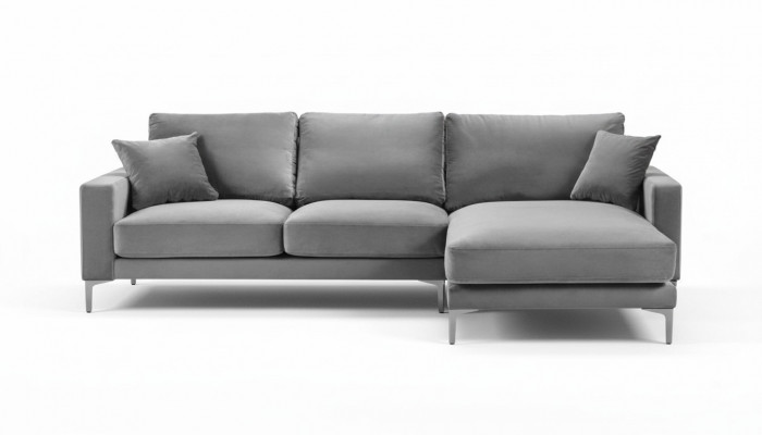 Wunnzëmmer Eckcouch Grau XXL Grouss Kreativ Miwwel Textill Stoff Chesterfield Sofas