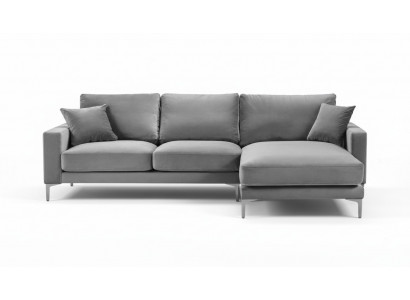 Wunnzëmmer Eckcouch Grau XXL Grouss Kreativ Miwwel Textill Stoff Chesterfield Sofas
