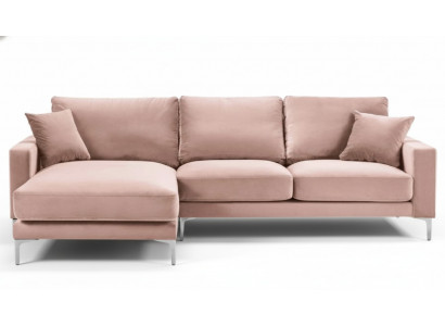 Textil Stoff Chesterfield Sofas Kreativ Miwwelen Wunnzëmmer Ecksofa Rosé XXL Grouss
