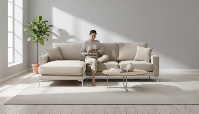 Loft Sofa Luxus Ecksëtz Miwwelen Ecksuite Samt Canapéë Sofas beige Wunnzëmmer