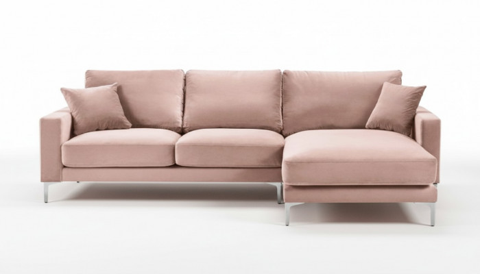 Rosa Ecksofa Stoff Wunnzëmmer Design Couchen Polstersofa eckegt Garnitur Neit